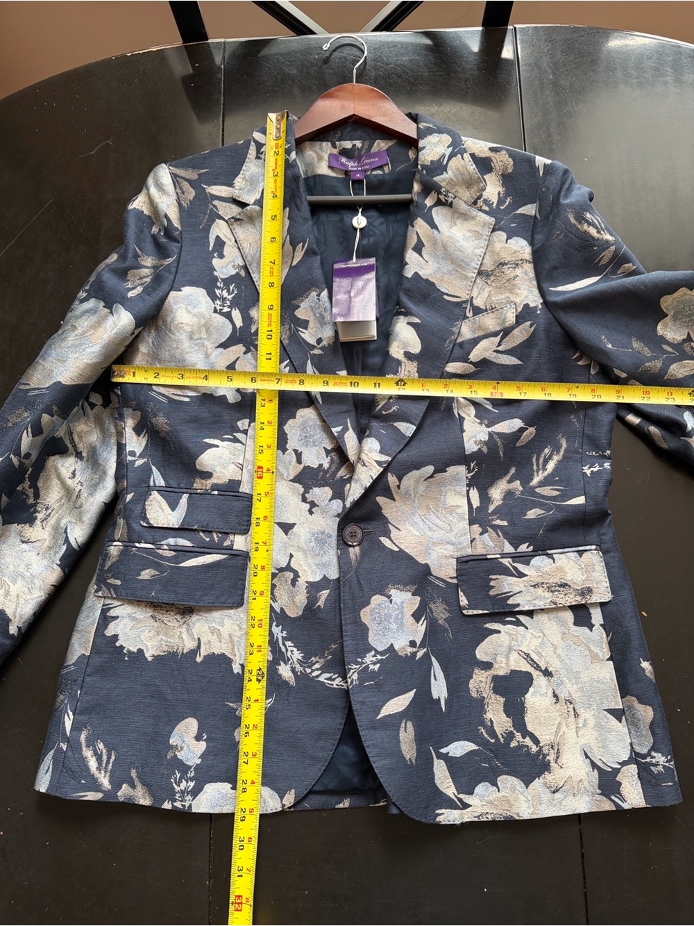 Ralph Lauren Collection Parker Floral Jacquard Jacket Navy Silver Size 16 - Picture 14 of 15